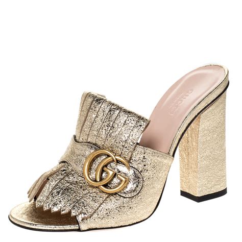 gucci marmont fringed mules|Gucci Marmont leather mules.